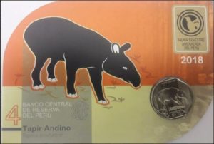 Blister con moneda de un sol con el tapir andino