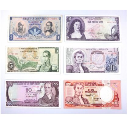 Lote de 6 billetes de Colombia