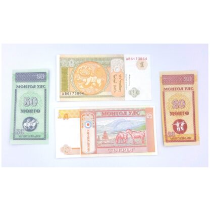 Lote de 4 billetes de Mongolia - Imagen 2