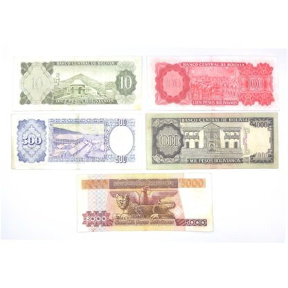 Lote de 5 billetes de Bolivia - Imagen 2