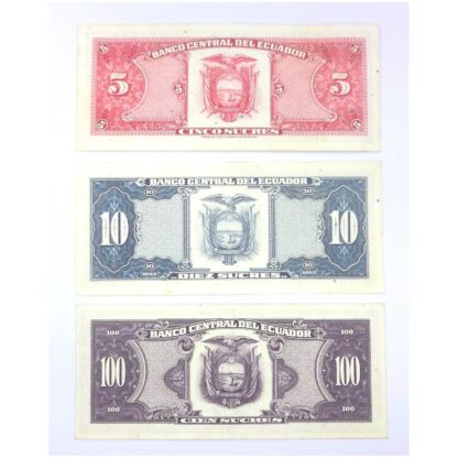 Lote de 3 billetes de Ecuador - Imagen 2