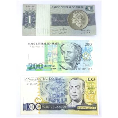 Lote de 3 billetes de Brasil
