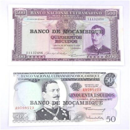 Lote de 2 billetes de Mozambique